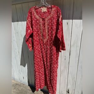 Red Patterned Antica Sartorial Long Sleeve Women’s Tunic Size L